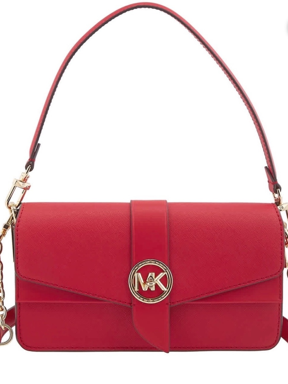 Michael Kors Greenwich Medium Convertible Shoulder Bag in Crimson Color